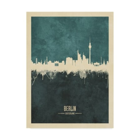 Michael Tompsett 'Berlin Germany Skyline Teal' Canvas Art,24x32